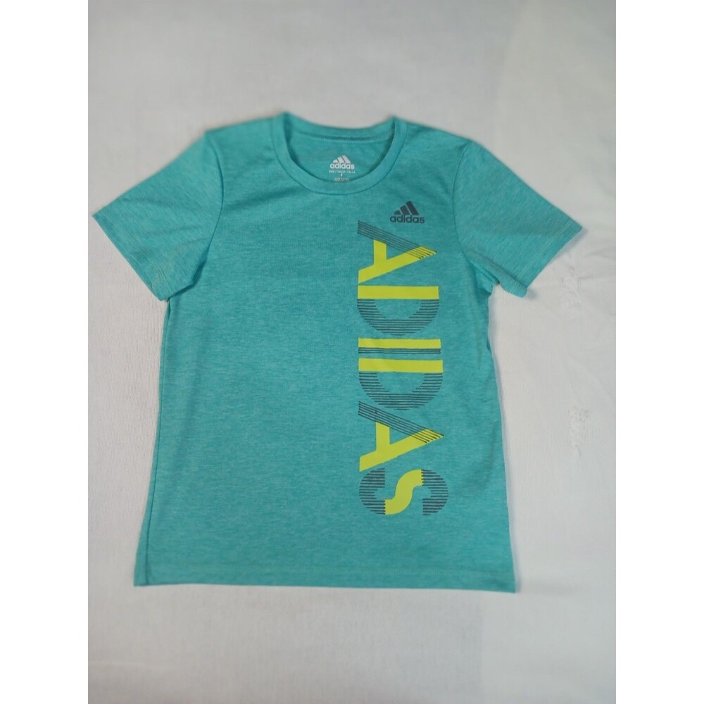 Boys Adidas Teal Green T Shirt With Logo Down The Side Regular Fit Size 6